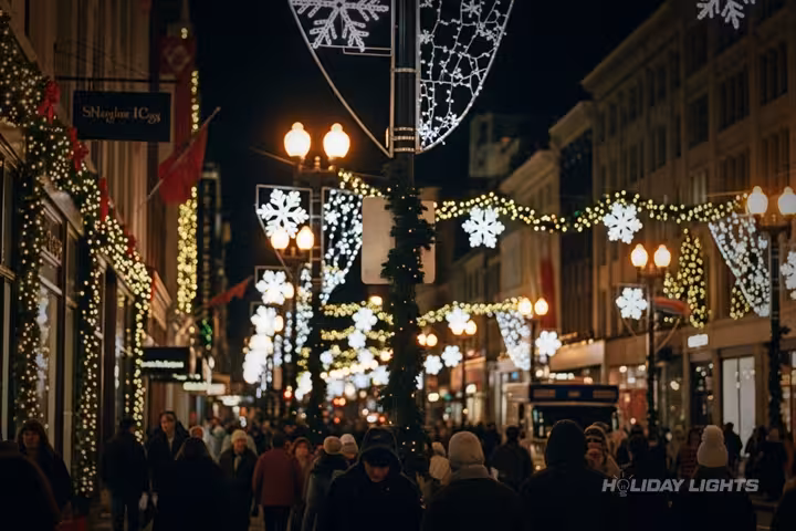 Municipal holiday lights installation in Maine