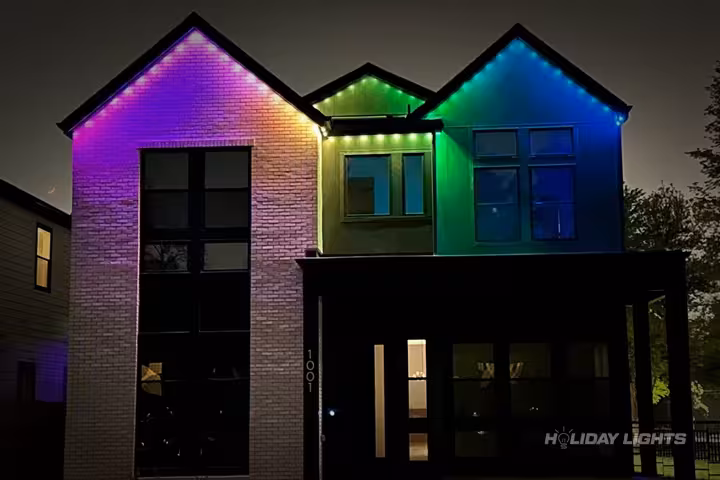 Permanent holiday lights installation in Maine