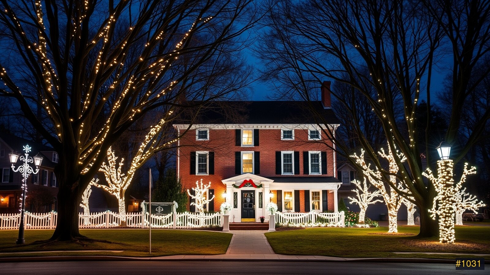 Christmas light installation in Lisbon Falls